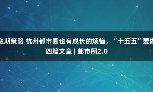融期策略 杭州都市圈也有成长的烦恼，“十五五”要做四篇文章 | 都市圈2.0